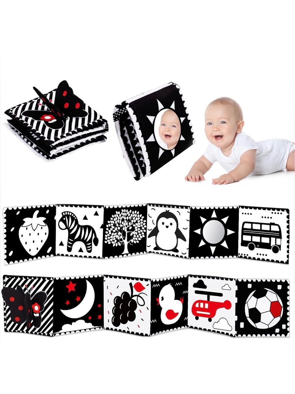 Thremhoo High-Contrast Black & White Sensory Bib Panel for Babies